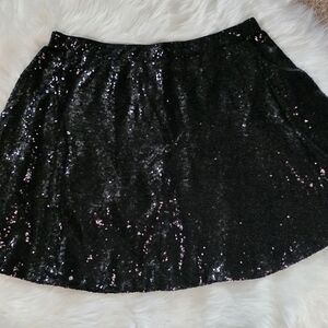 Xhilaration Black Sequin Skater Skirt